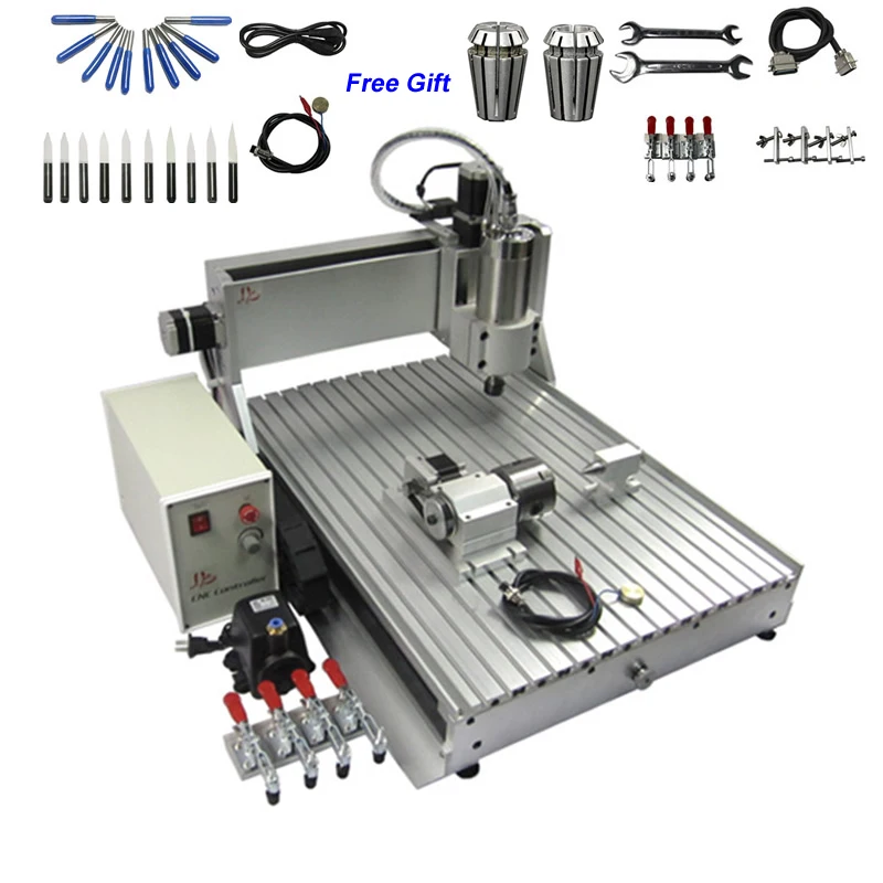 Hobby 3d cnc router 6040 Z VFD 2.2KW spindle 4 axis cnc milling