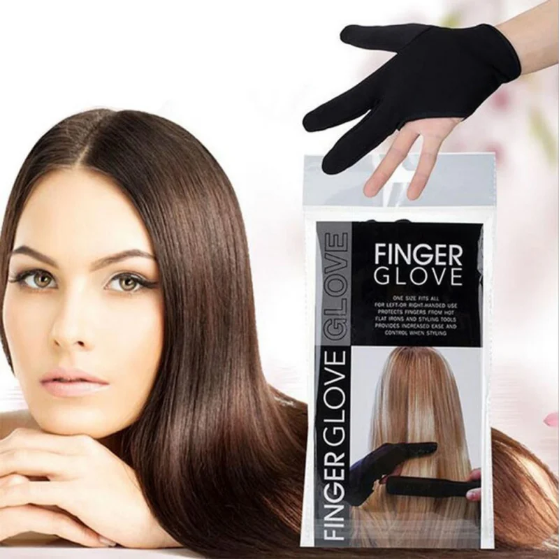 

Heat Resistant Gloves Hair Styling Curling Perming Curling Wand Flat Iron 3 Finger Mittens Tools