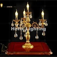 Европейский современный D51cm Золотой роскошный светодиодный Кристалл Настольная Европейская лампа Стиль Спальня прикроватный светильник AC гарантировано