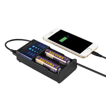 

AUCOOMA Q2 USB ChargerLCD Smart for AA / AAA Ni-MH Ni-cd 18650 22650 26650 Battery With USB Port Set Electronic Cigarette