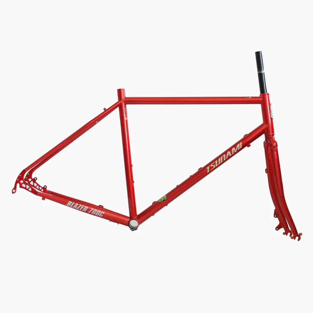 Цунами 700c CR-MO сталь Touring Road Frameset Классический хром велосипедные рамы CX циклокросс 28 рама вилка гравий дисковый тормоз