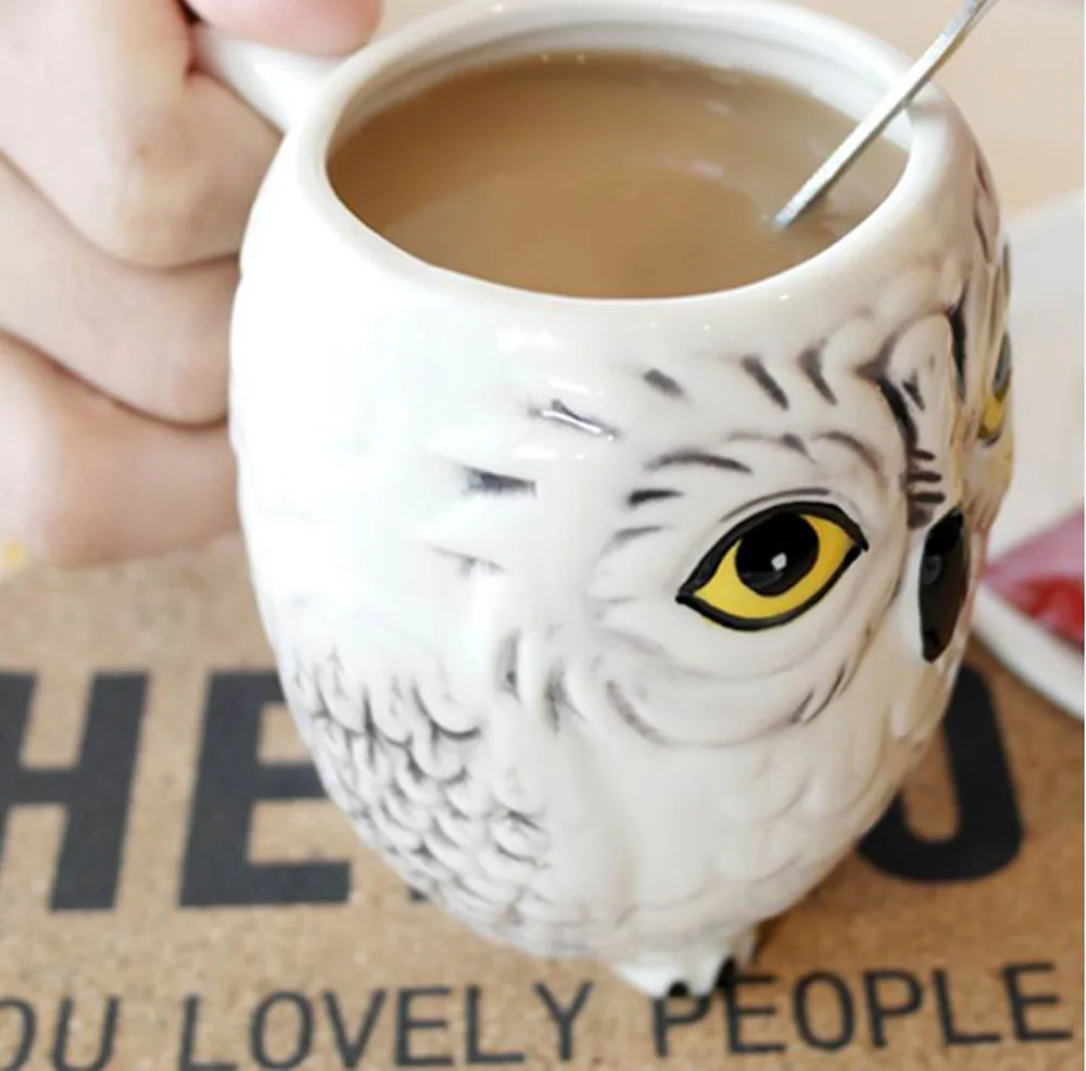 

3D Hedwig Owl Mug Owl Coffee Mug 301ml-400ml Creative 3D Owl Ceramic Milk Cup Gift Mug