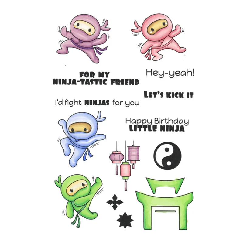 

DiyArts Die Cutting Cute Ninjas Metal with Clear Stamp DIY Decorative Embossing Scrapbooking Craft Card Stencil Template
