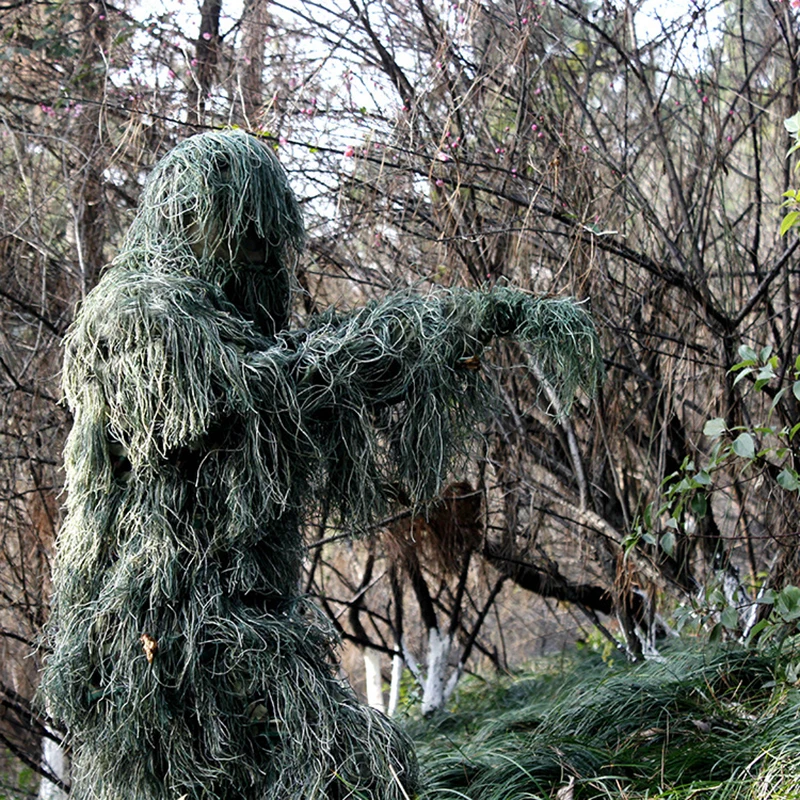 

Onedoyee 5 pieces Ghillie Suit CS Camouflage Suits Set Hunting Disguise Uniform Sniper Jungle Military Train Hunting Clothes