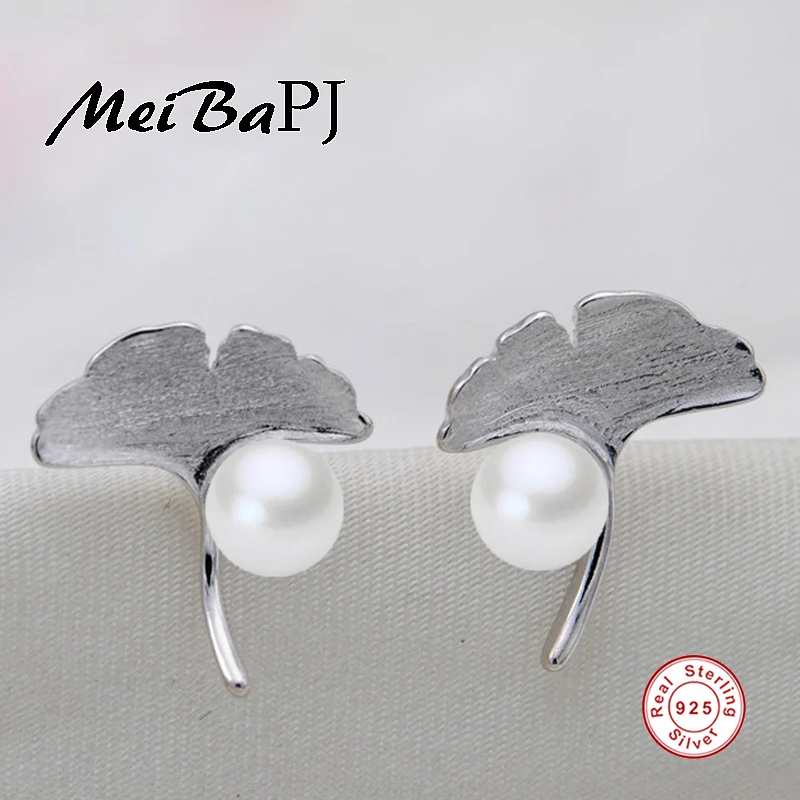 

[MeiBaPJ]Beautiful Flower 925 Silver Stud Earrings 4 colors High quality women natural pearl jewelry 4 colors with gift box
