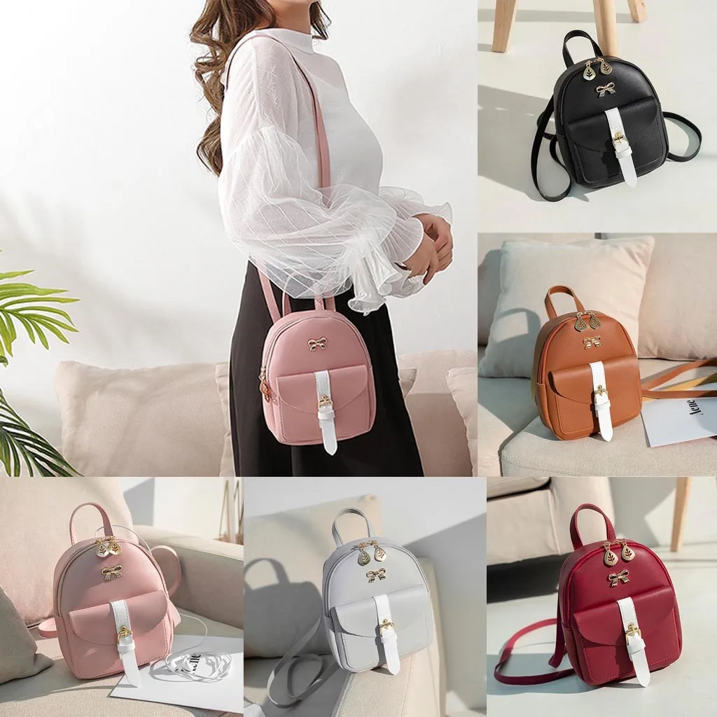 

ISHOWTIENDA Fashion Lady Shoulders Small Backpack Letter Purse Mobile Phone leather zipper Bag mochila feminina rugtas