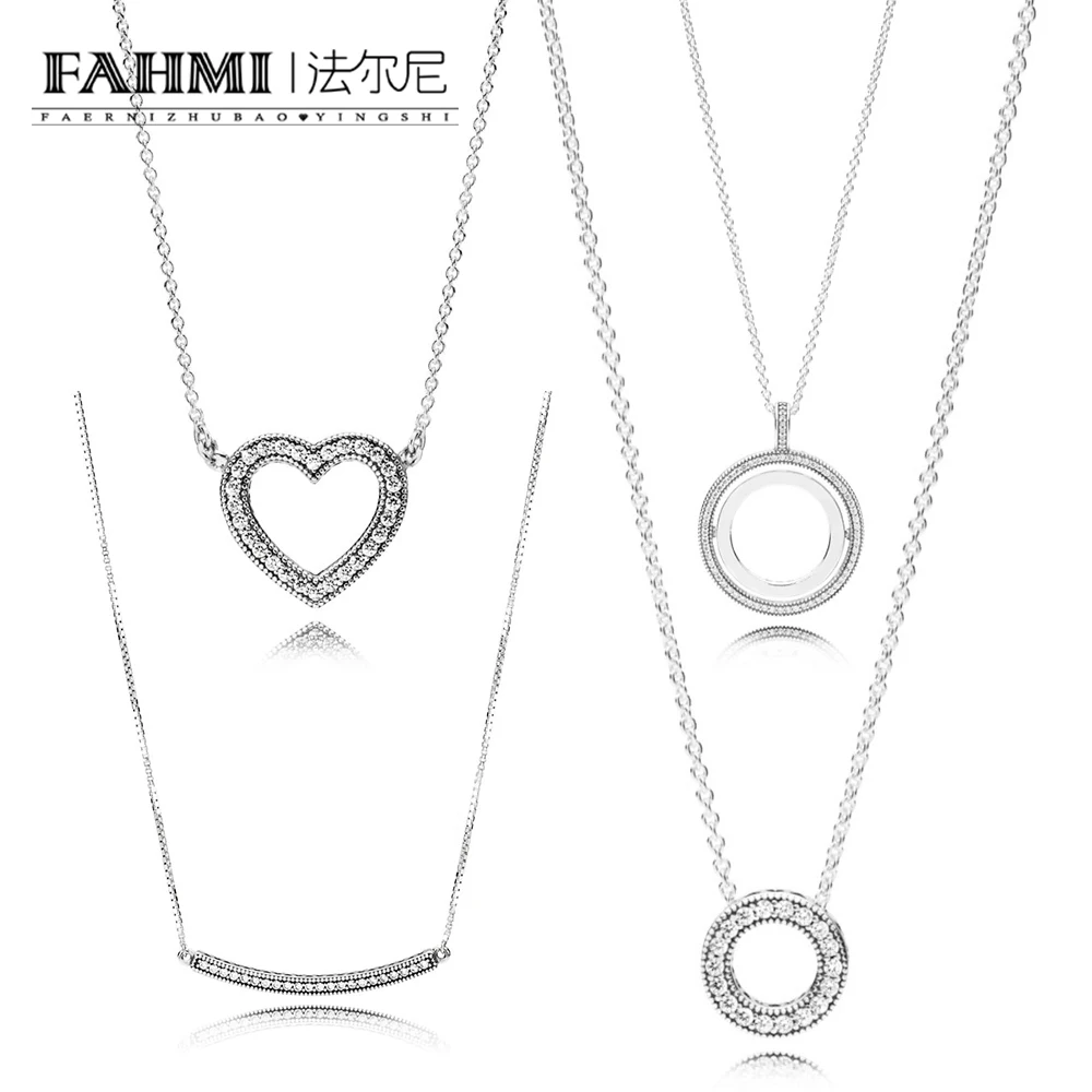 

FAHMI 100% Sterling silver Glamour 397410CZ 397420CZ 397436CZ Charm Necklace Original Women wedding Fashion Jewelry