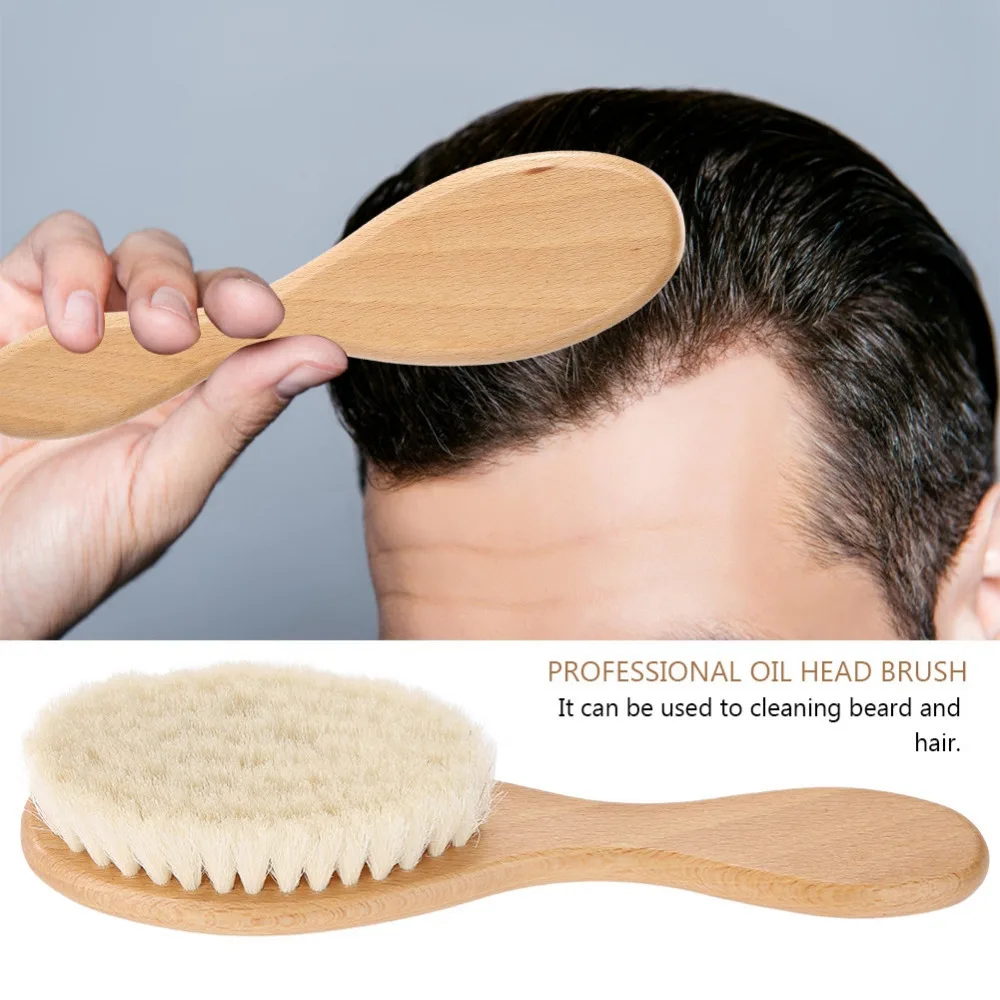 

2019 original retro oil head brush soft wooden handle carving cleaning brushes wool hair brush beard hair styling cleaning tools