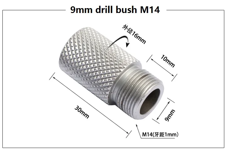 Сверлильная втулка 4 мм-15 мм сверлильная втулка в сочетании с деревообрабатывающим отверстием сверление в круглых дюбель локатор сверлильная направляющая - Цвет: 9mm M14