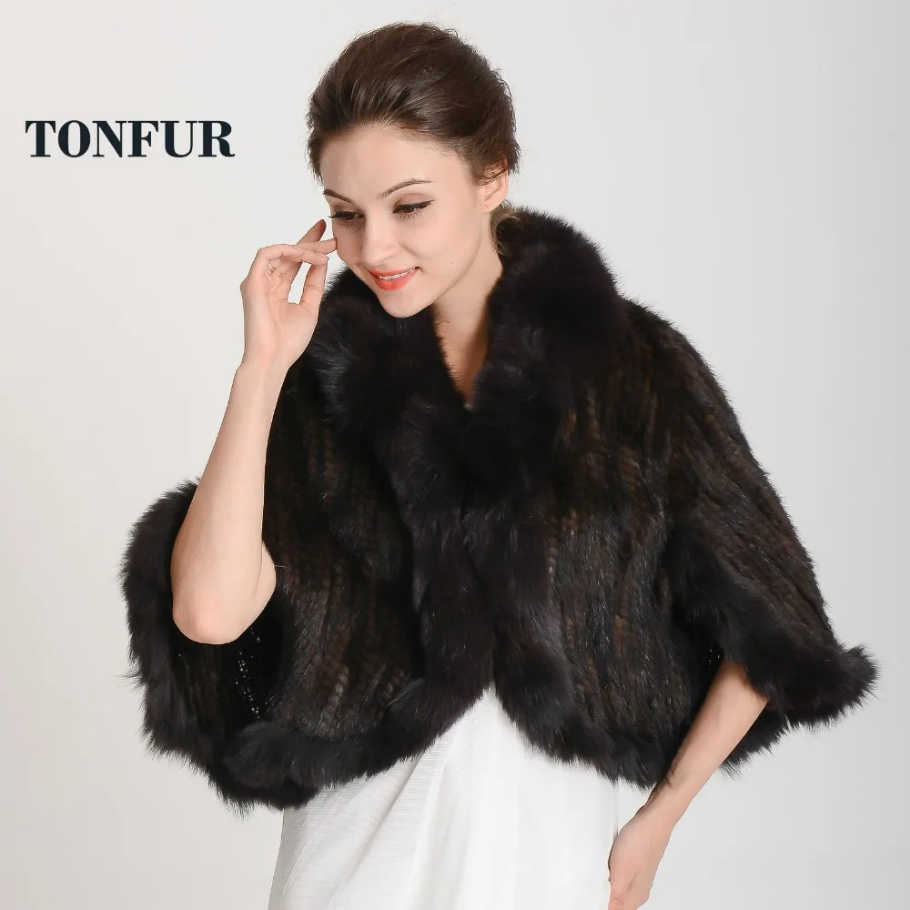 

2019 New Arrival Special offer! Knitted Genuine mink fur Shawl/Scarf women's Unique mink fur phocho Free shipping THP137