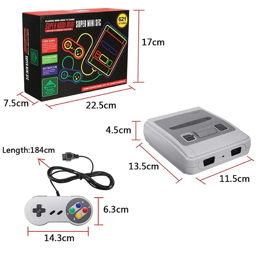 Super Mini HD Family TV 8 Bit SNES Video Game Console Retro Classic HD HD Output TV Handheld Game Player Built-in 621 Games