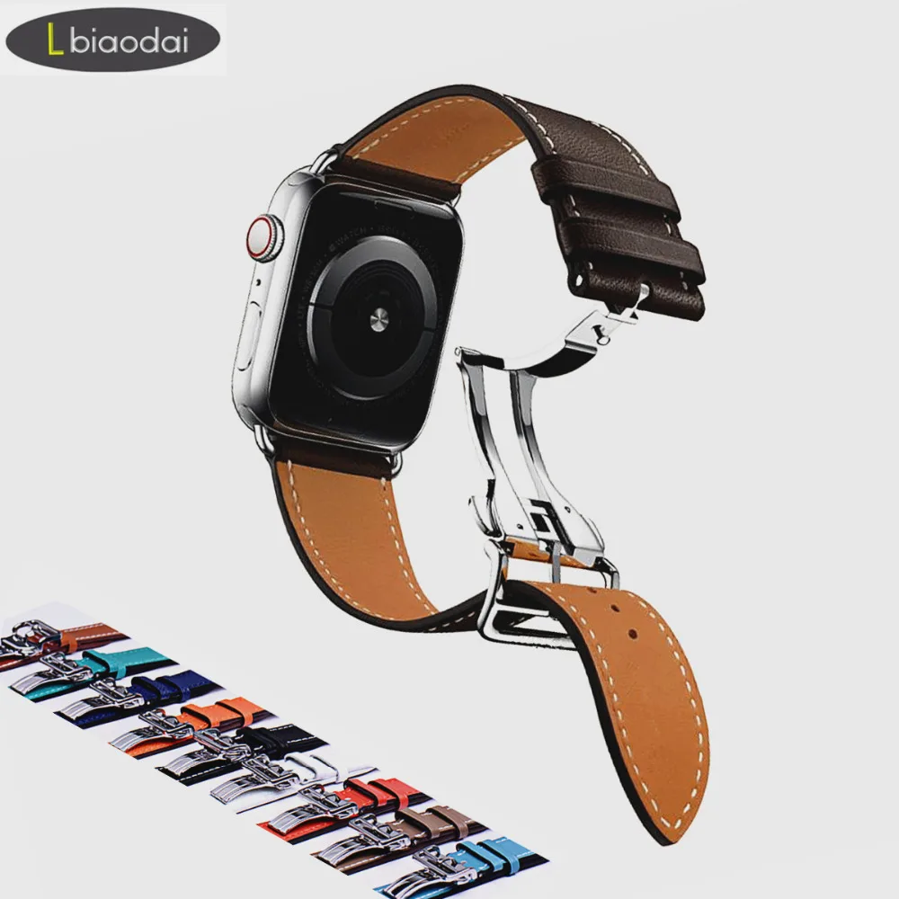 Кожаный ремешок для apple watch 44 мм 38 часов браслет с пряжкой серия iwatch 6 3 5 4 SE 40 42
