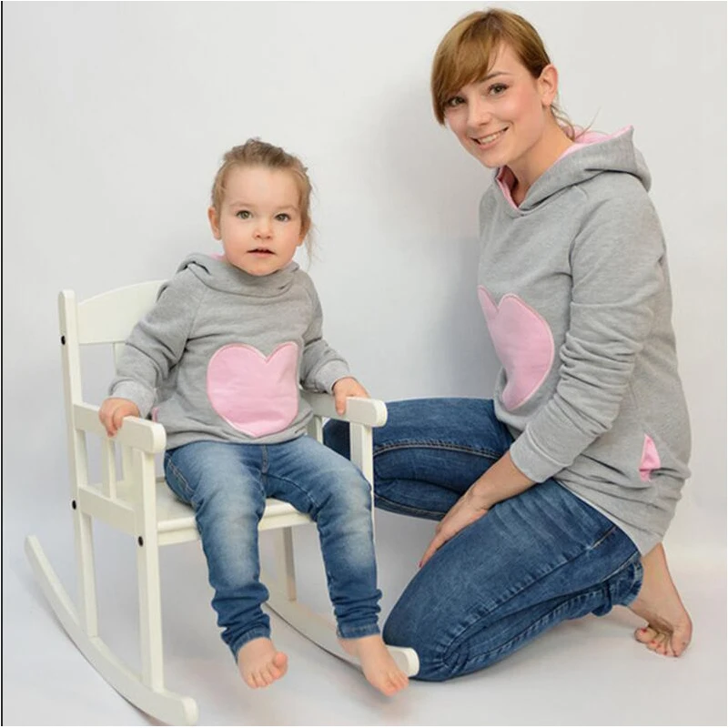 

Family Look Mother & Daughter Hooded Sweatshirt Family Matching Outfits Mommy&Me Holiday Causal Coat For Spring&Autumn