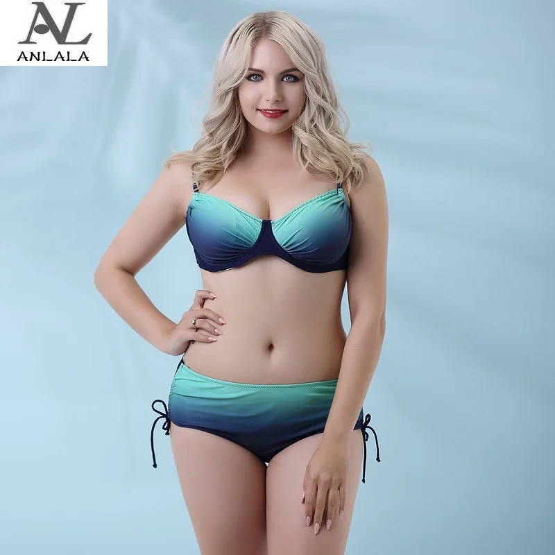 

ANLALA Europe and the United States Fat MM Split Steel care Large size cross Increase fertilizer Bikini suit
