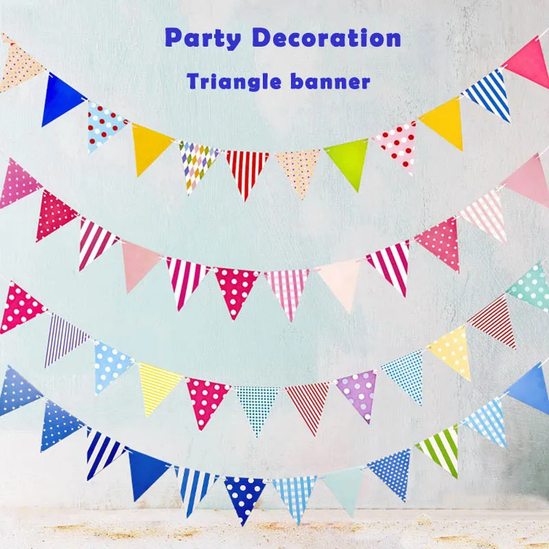 

12 Flags Hanging Banners Garland Wall Hanging Bunting Flags Pennant for Baby Shower Wedding Birthday Party Decoration