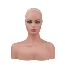Женский ПВХ манекен голова бюст для парика ювелирные изделия и манекен для шляп M-0040