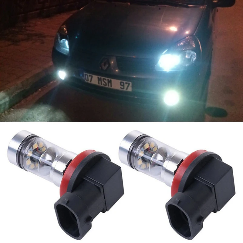 

2PCS For Renault Megane 2 3 Fluence Koleos Latitude H8 H11 Car Fog Light Bulb Headlight DRL Daytime Traffic Light Driving Lights