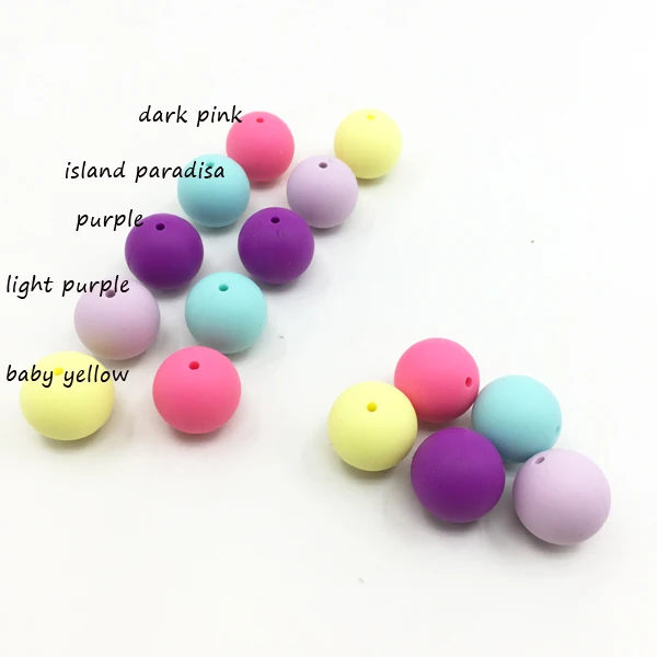Силиконовые Круглые бусины без бисероплетения для детей-бесплатные shipping-30colors на выбор-силиконовые бусины размером 10 мм - Цвет: candy colors 7