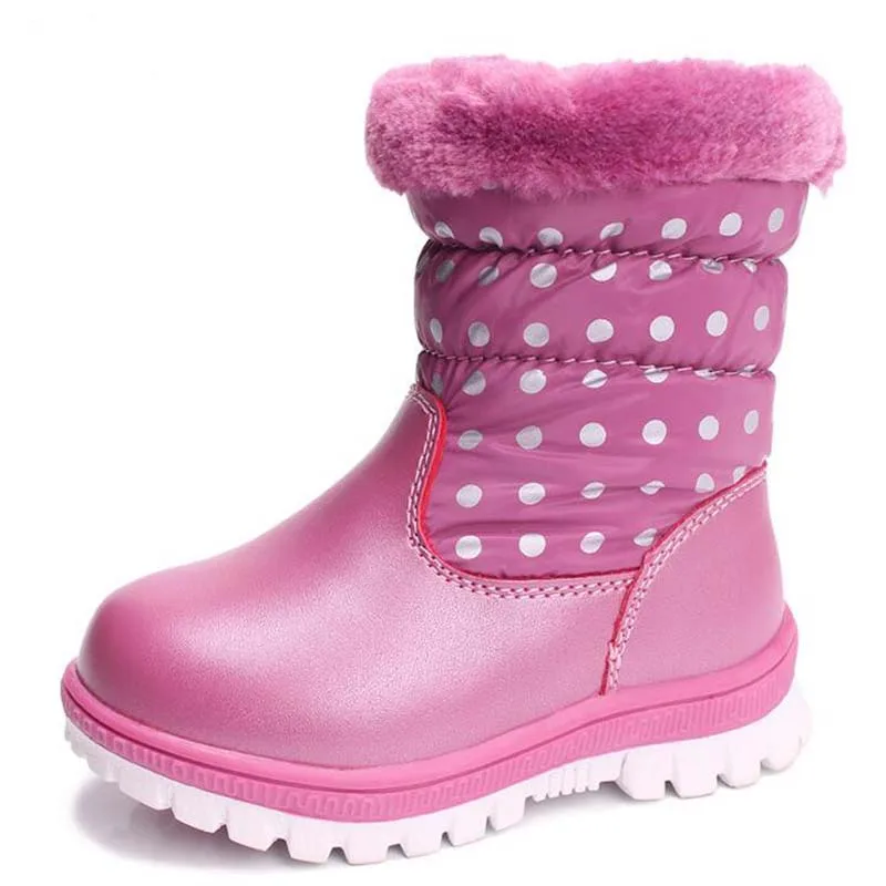

Kids boots real leather boys girls snow boots Non-slip Rubber boots Casual waterproof Children's Shoes girls plush winter boots