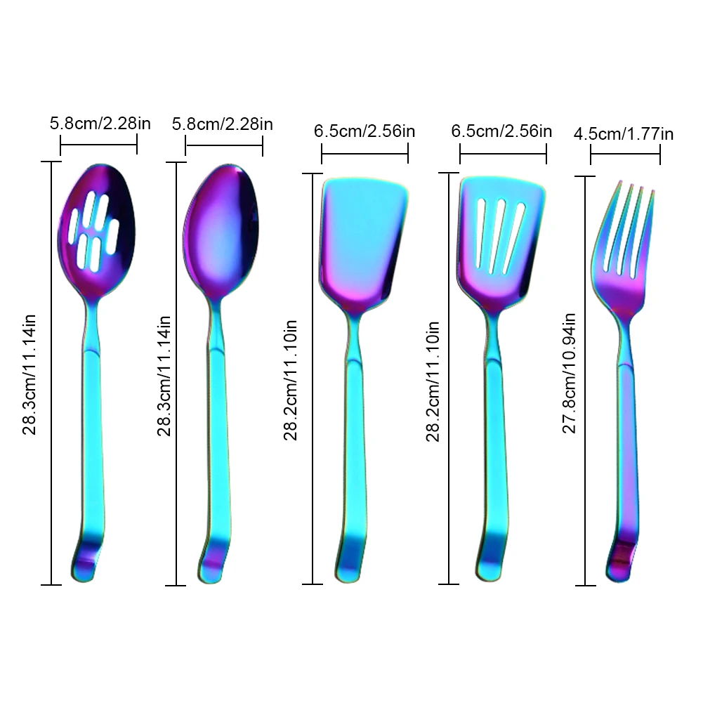 Набор кухонной утвари из нержавеющей стали 5 шт. радужные гаджеты для посудомоечной машины безопасный антипригарный цветной яркий титановый набор посуды
