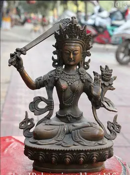 

Tibet Temple Old Copper Bronze Wenshu Manjushri Goddess Kwan-yin Buddha Statue
