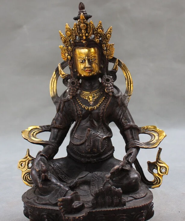 

xd 002937 8" Tibet Tibetan Buddhism Bronze Gild Yellow Jambhala Wealth God Buddha Statue