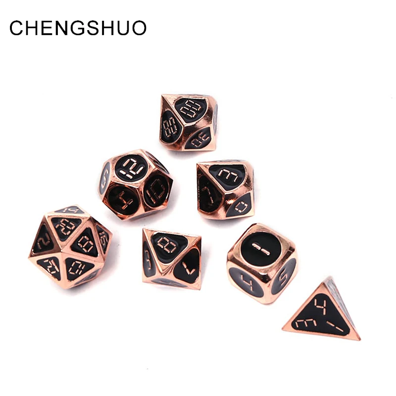 

Chengshuo dnd metal dice rpg polyhedral set dungeons and dragons d&d table game d20 12 10 6 Zinc alloy black digital dices dodas