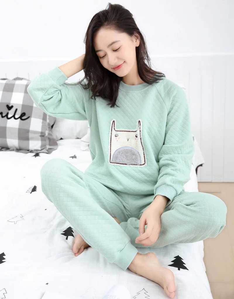 thick cotton winter pajamas sets pullover (10)