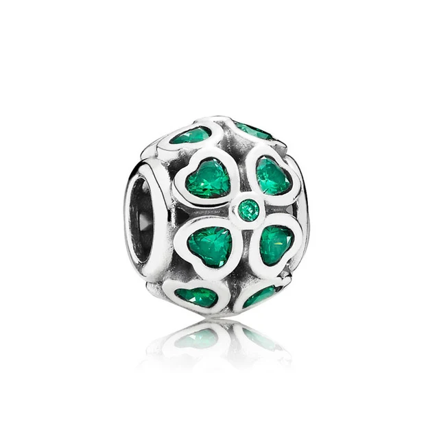 

Fanier 100% 925 Sterling Silver Clover Charm Bracelet Original Women 1:1 Authentic Green Dark Jewels 791496czn