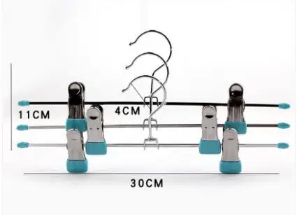 Sainwin 10 шт./лот 30 см металлические вешалки для брюк Non-slip зажим для штанов вешалки для одежды - Цвет: Тёмно-синий