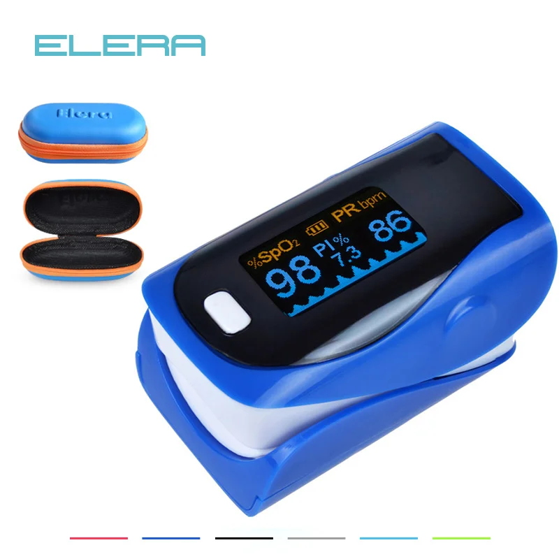 

ELERA 10pcs/lot Alarming Digital finger oximeter pulse oximeter a finger, pulsioximetro SPO2 PR oximetro de dedo With Pouch