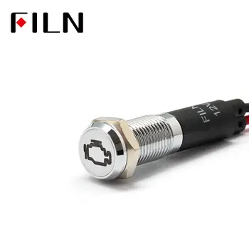 

FILN 8mm Car dashboard Engine fault flag symbol led red yellow white blue green 12v led indicator light with 20cm cable