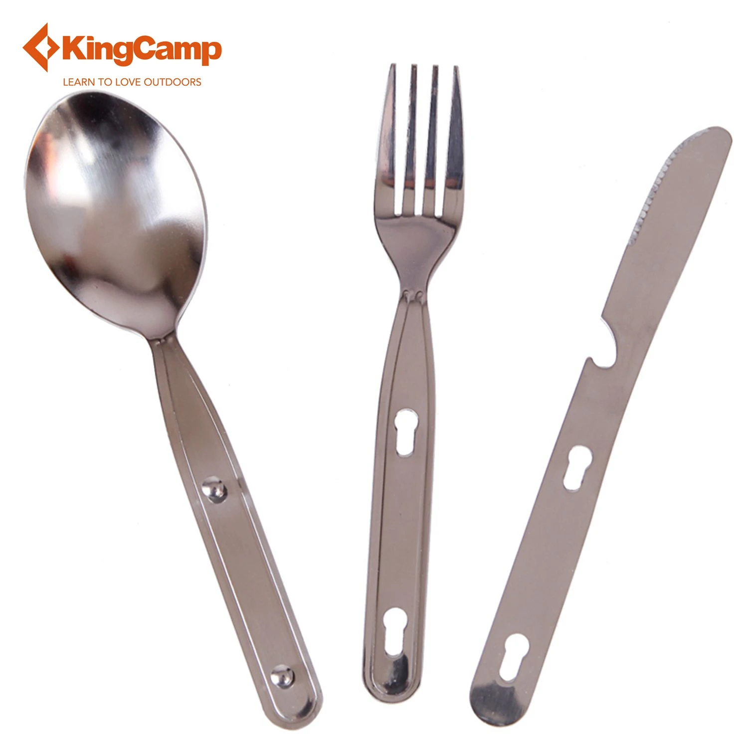 KingCamp utensilios Camping al aire libre de acero inoxidable de desastre Kit-cuchara tenedor y cuchillo para Camping y senderismo conjunto de cena