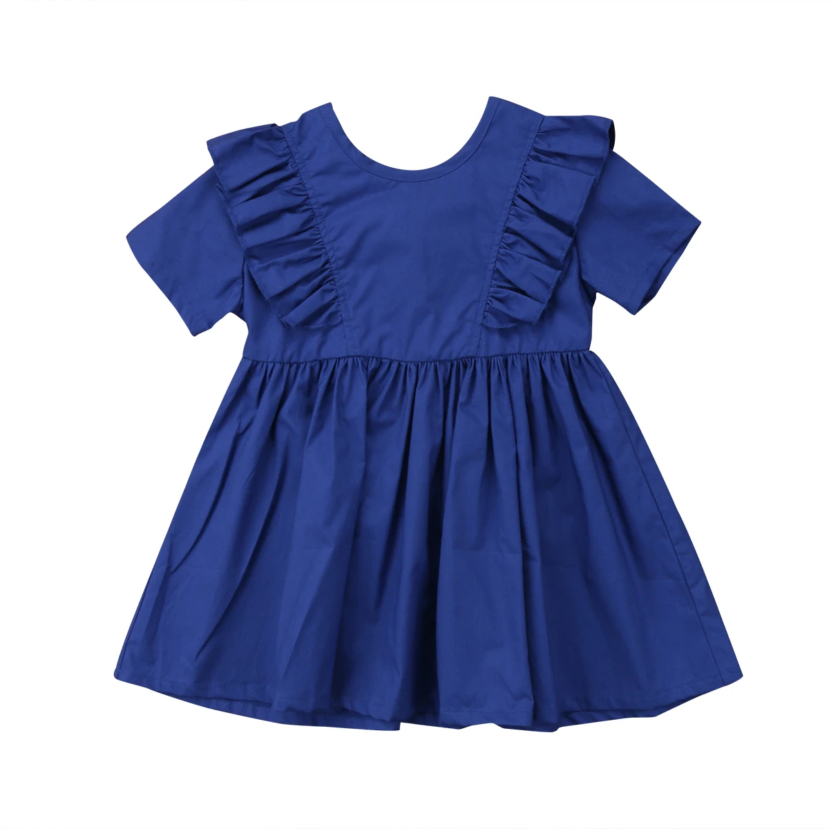 Solid Ruffle Baby Girl Dress Toddler Kids Baby Girls Vestidos Cotton