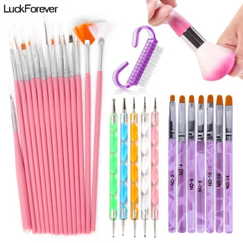 

15Pc Nail Painting Brushes Pen Set DIY 7Pc Acrylic Nail Art Brush Nail Dotting Tools Manicure Kits Gel Polish Nail Design Brush