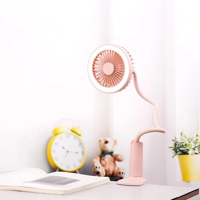 

Portable USB Fan flexible + LED light 2 Speed Adjustable Cooler Mini Fan Cliping USB Cooling Fan for Office Home Desktop