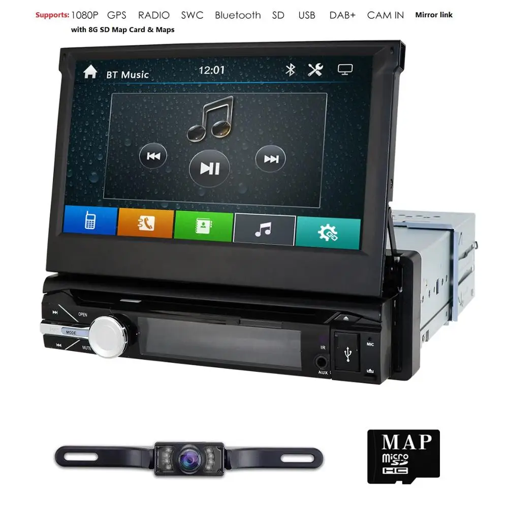 

1 din Car dvd Player Auto Radio Audio GPS Navigation 7" 800*480 Universal Wifi Bluetooth USB RDS Stereo Multimedia Players DVB-T