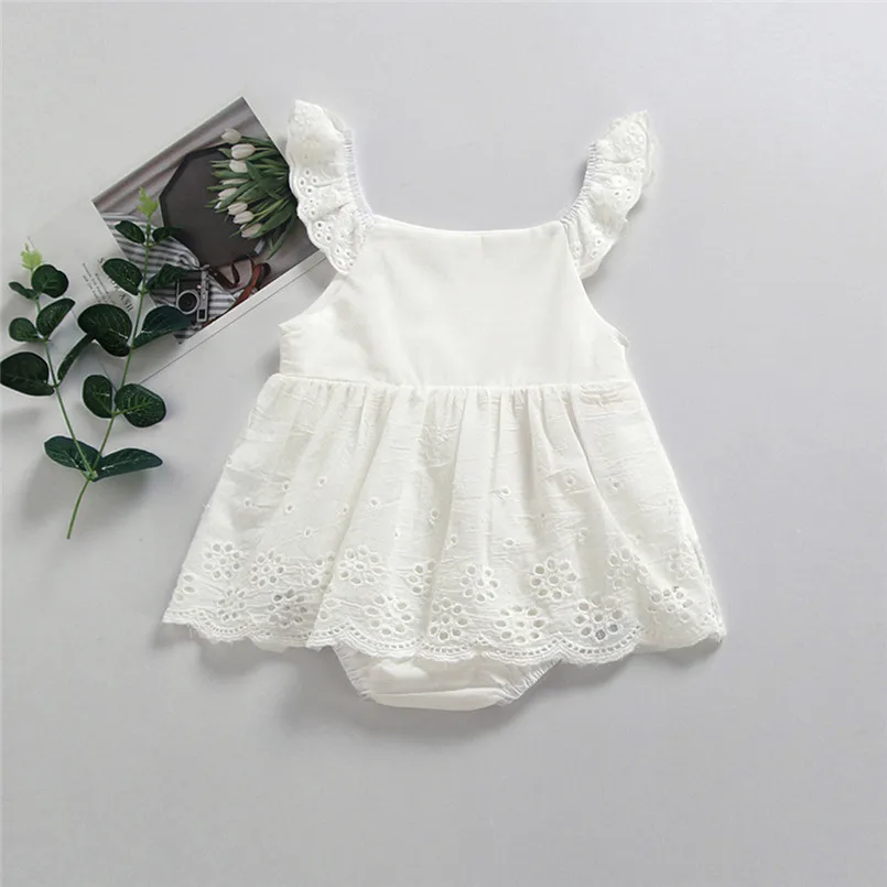 Summer new Toddler Kid Baby Girl Sleeveless Solid Flower Princess Romper Dress Clothing fashion cute design  (13)