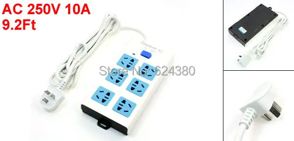 

9.2Ft Cable AU EU US Socket 6 Six Outlet Australia Plug Universal Overload Protection Power Strip 10A 250V AC Wholesale Retail