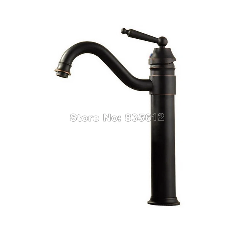 

Black Oil Rubbed Bronze Kitchen Sink & Bathroom Basin Faucet and Deck Mounted Vessel Sink Single Handle Mixer Taps Whg027