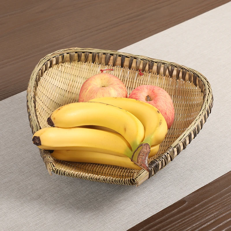 

Handmade Bamboo Woven Wicker Straw Storage Basket Household Container For Fruit Food Bread Vegetable Hanging In Kitchen Rattan