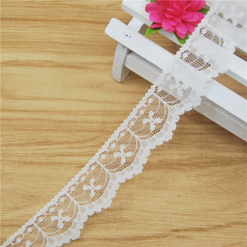 FASMILEY Wholesale 25mm Polyester Lace Trim White Grosgrain Lace Ribbon