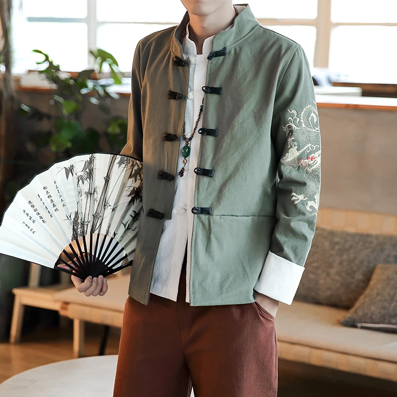 

2019 traditional clothing men nation wind hanfu man costume loose coat silk clothes chinese style cheongsam top