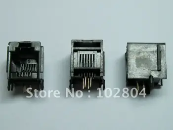 

220 Pcs Black 6P4C With flange Side entry Modular Network PCB Jack Connector