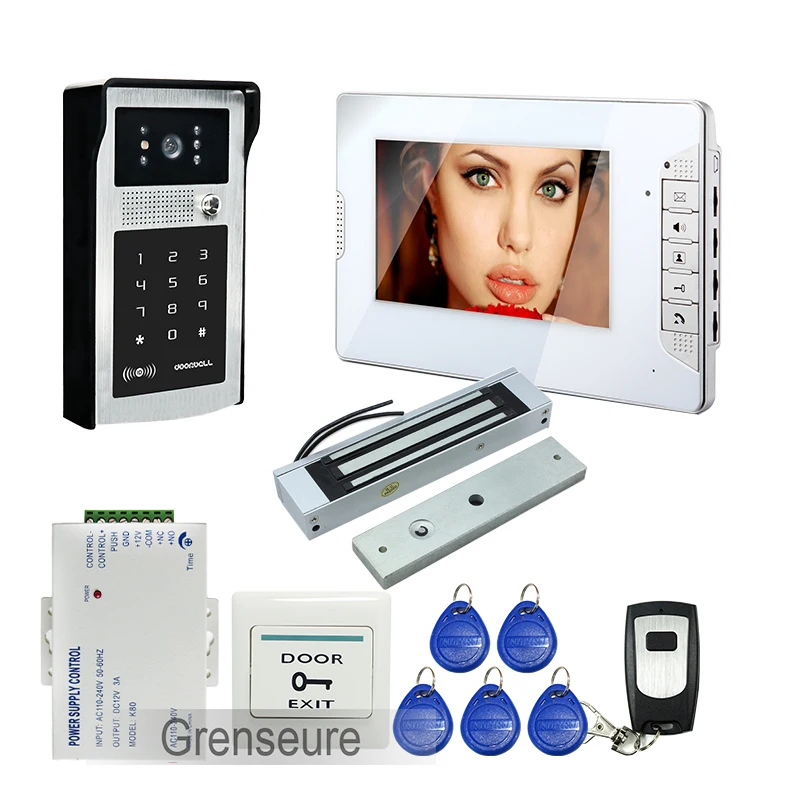 FREE SHIPPING 7 LCD Screen Video font b Door b font Phone Intercom System White Monitor