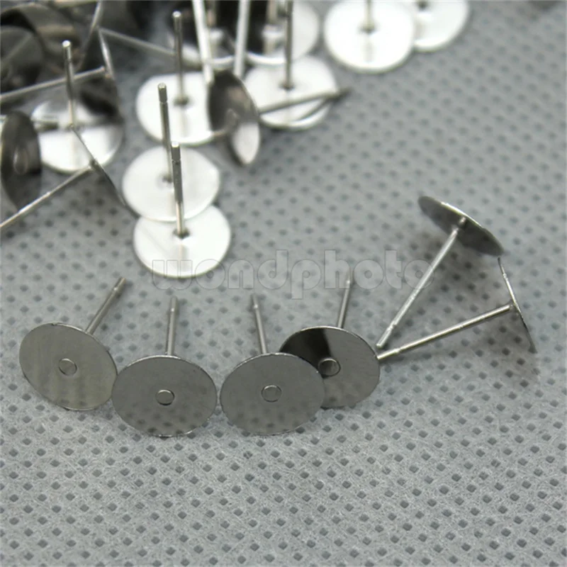 Refaxi REFAXI 100x Silver Plated Flat Base Pad Earring Make DIY Posts Studs Jewelry 8mm | Украшения и аксессуары