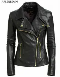 Arlenesain на заказ 2019 Новая мода Черный Натуральные Кожаные классные великолепные splendid для женщин куртка