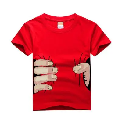 RIAROSA/футболка для мальчиков футболки с принтом «рука-палец» Детская Хлопковая футболка с короткими рукавами и круглым вырезом для мальчиков - Цвет: Красный