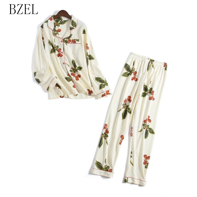 BZEL новые пижамы женские зимние Цветочные пижамы хлопок женский милый Ночной костюм с длинным рукавом пижамы повседневные домашние