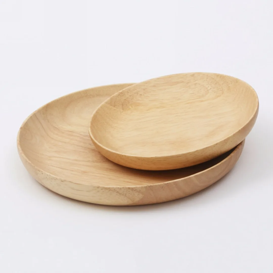 JXLCLYL 12/14 см круглые деревянные пластины Еда закусок Завтрак лоток салатник блюдо